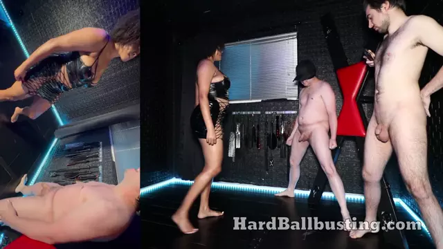 Poster: HardBallbusting - Split screen Mistress Sasha hard ball busting POV