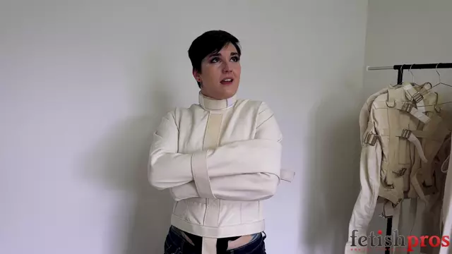 Poster: Irene Silver Bound In Straitjacket By Ultragirl For Important Test - FetishPro